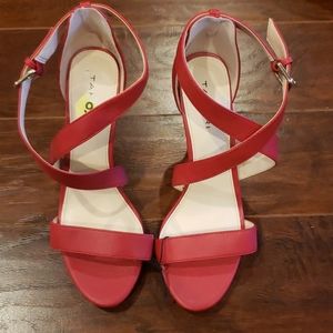 Tahari Strappy Sandals - Red w/gold buckle